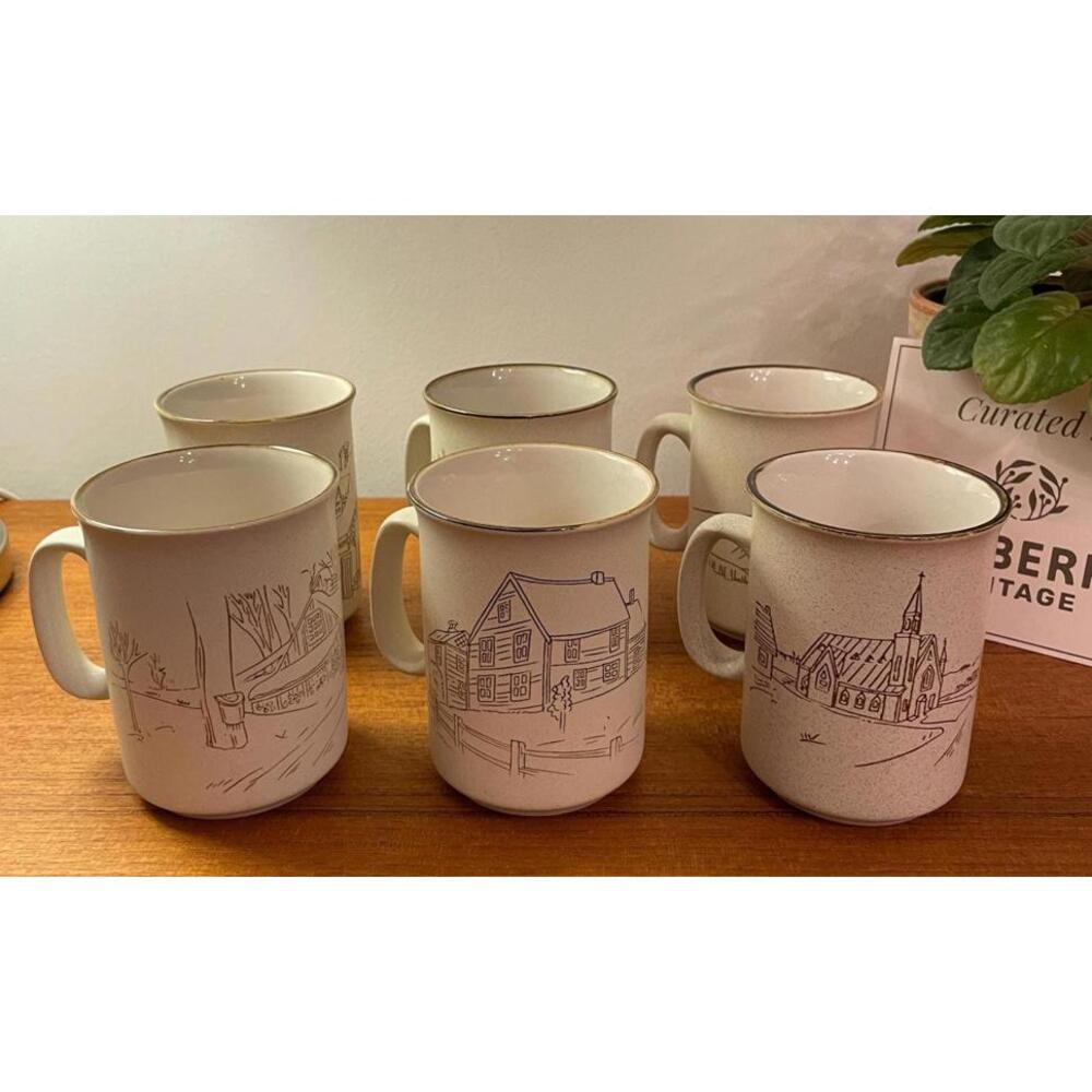 Vintage Collection Manoir Mug Made in Korea Coree Stoneware | Set of 4